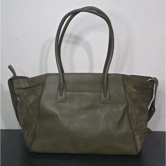 Michael Kors Avril XL Extra Large Top Zip Tote Shoulder Leather Bag Olive Green - Picture 7 of 14